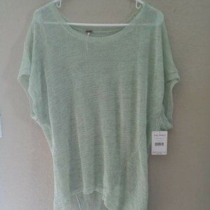 Free People Linen Blend Women Green Blouse Short sleeve Size Xsmall
